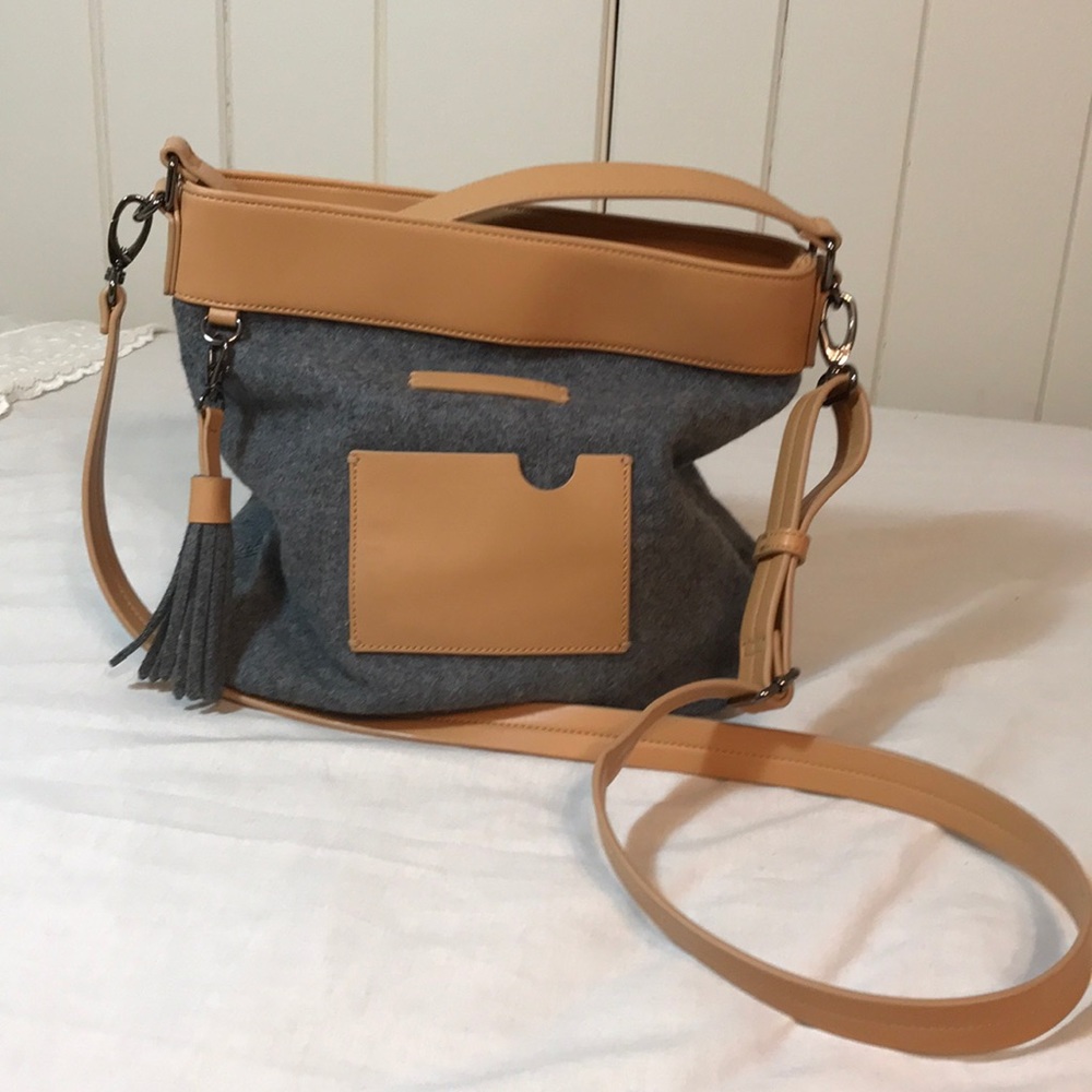 Vegan Sherpani purse, grey and camel!